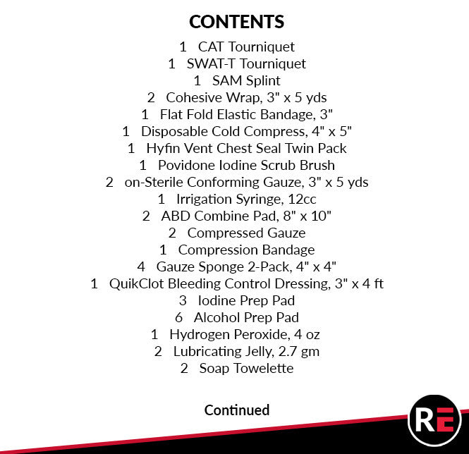 K9 and Handler Comprehensive Medical Kit, contents list part 1