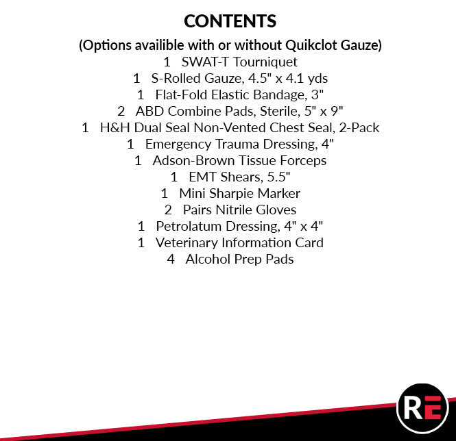 K9 IFAK, contents list