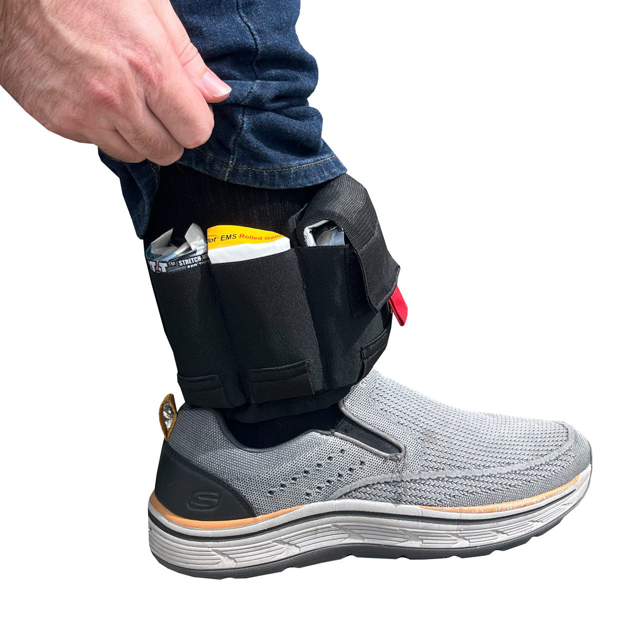 Rescue Essentials Ankle Trauma Kit, on ankle 