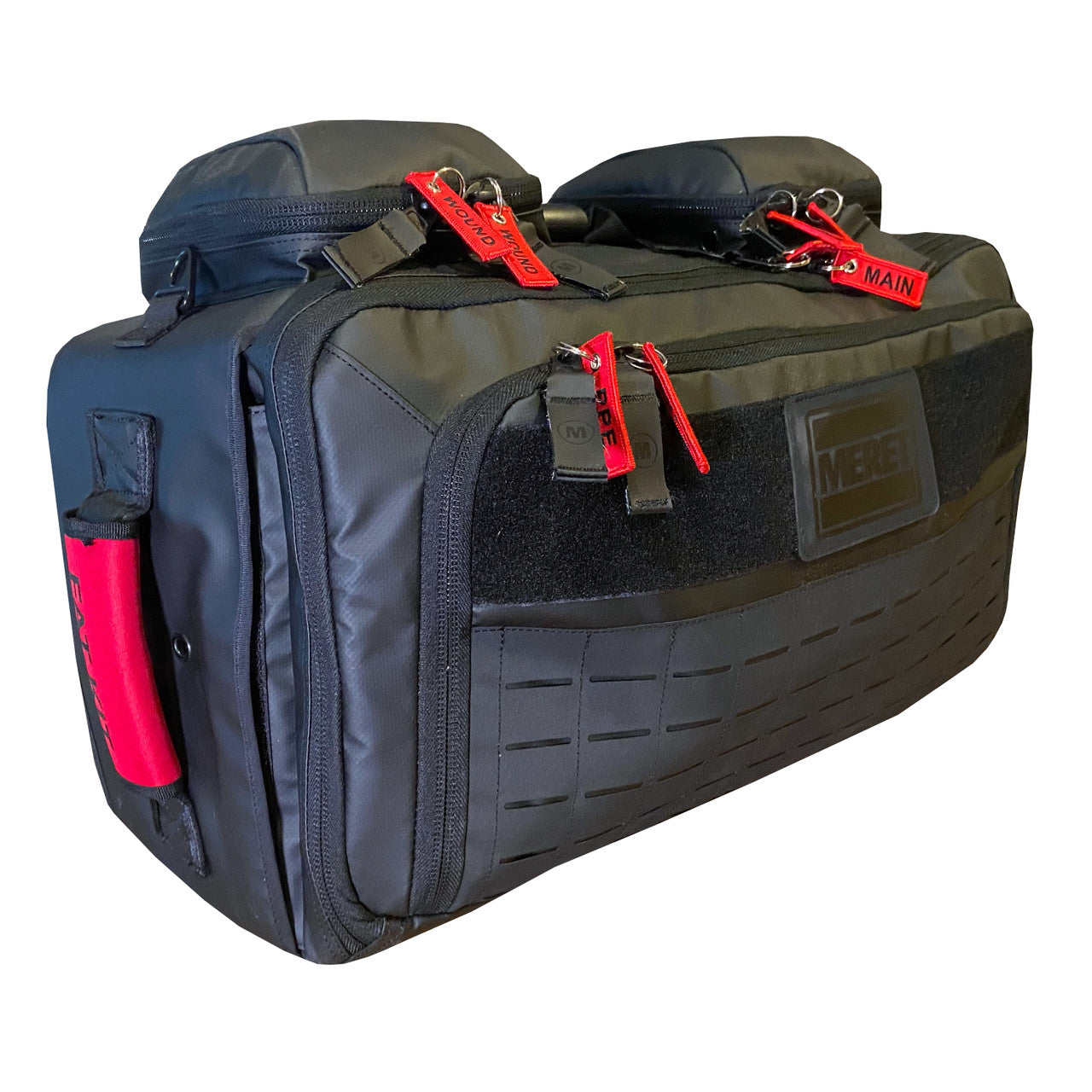 First Aid & Trauma (F.A.T.) Kit, Front and side of bag view.
