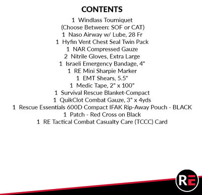 FLETC IFAK with Components Module- contents list