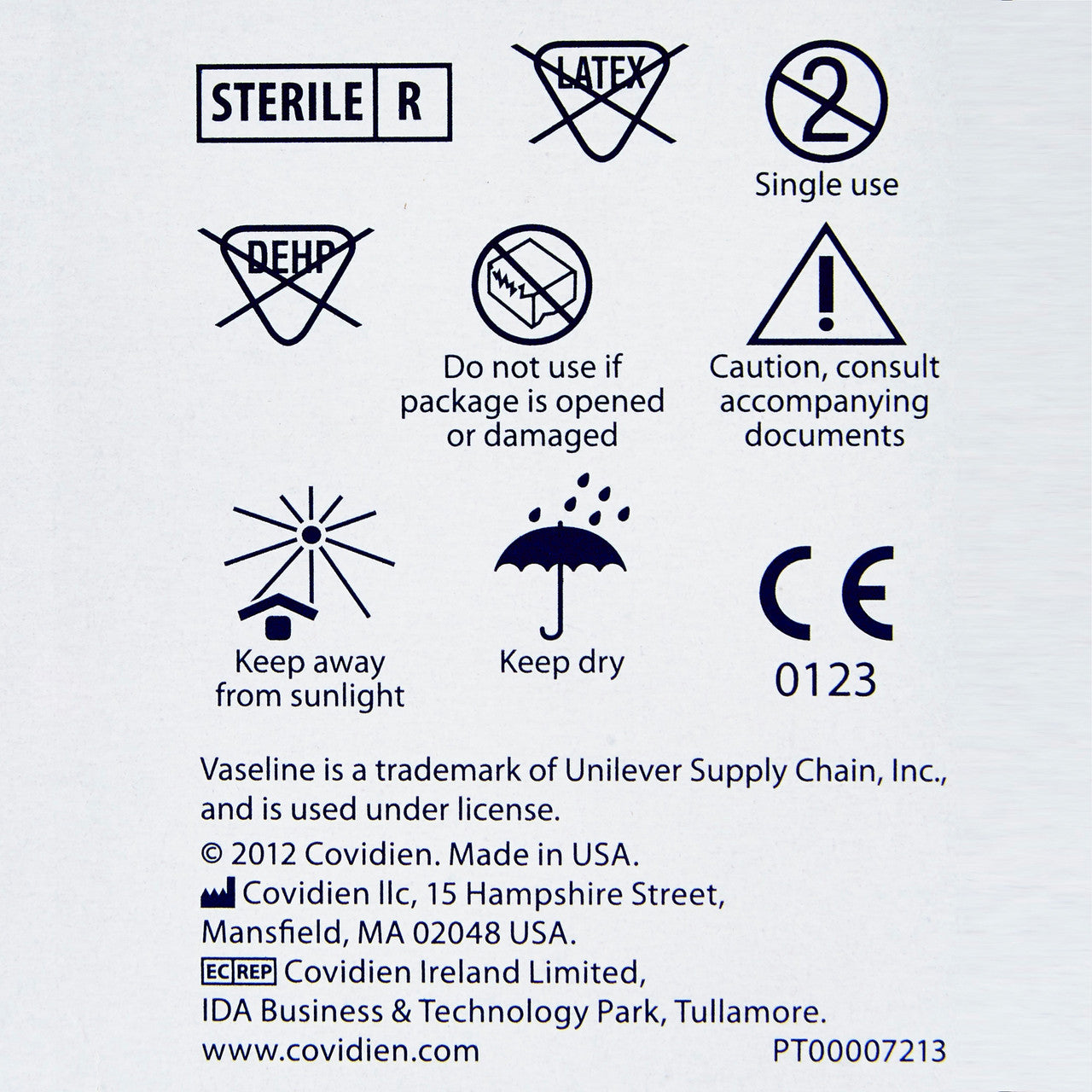 Petrolatum Gauze, Back of packaging