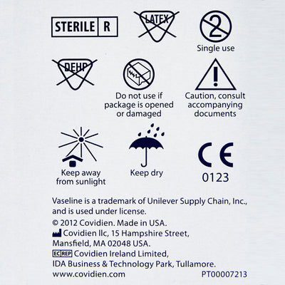 Petrolatum Gauze, Back of packaging