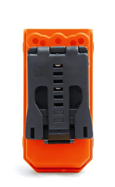 RIGID case for all generations of CAT tourniquets by north american rescue in orange color showing back side
