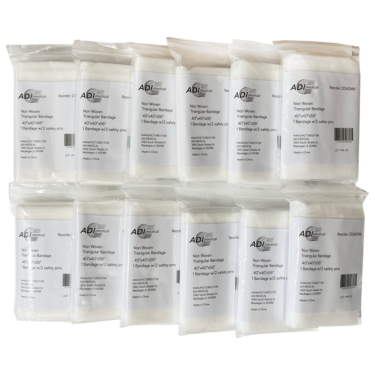 Non-Woven Triangular Bandage, 12 pack