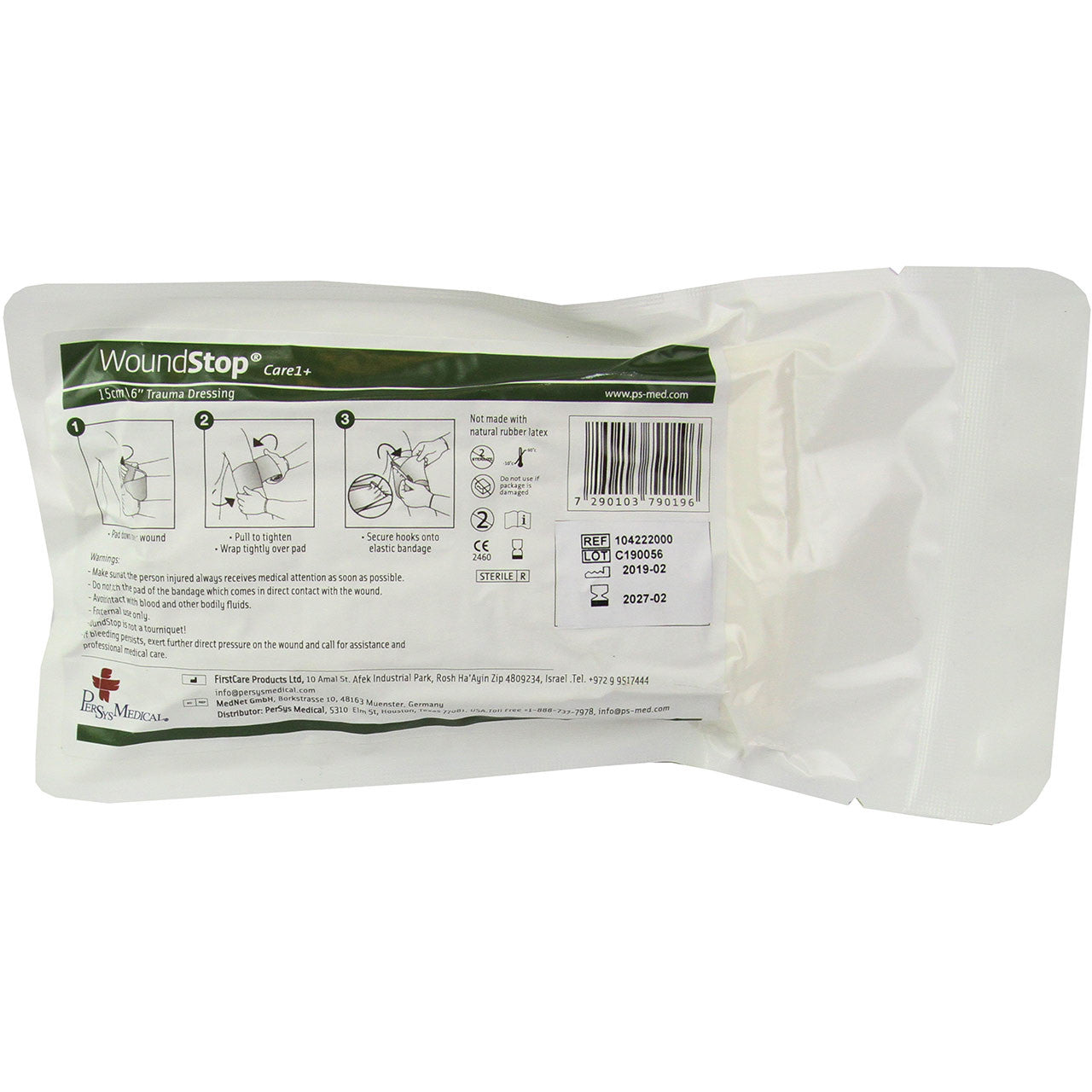 WoundStop Care 1+ Compression Trauma Dressing, Packaging front view 