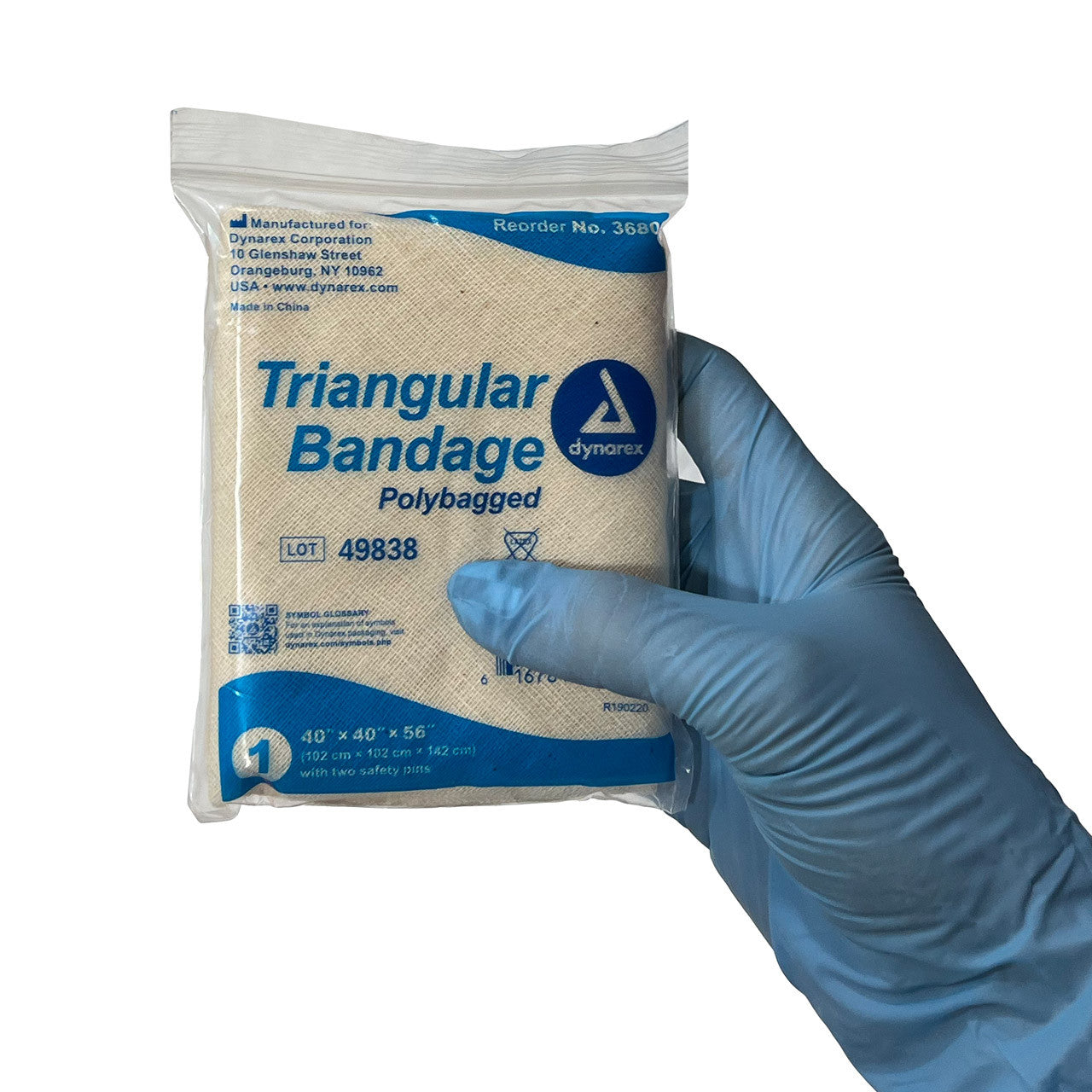 Triangular Bandage, showing size