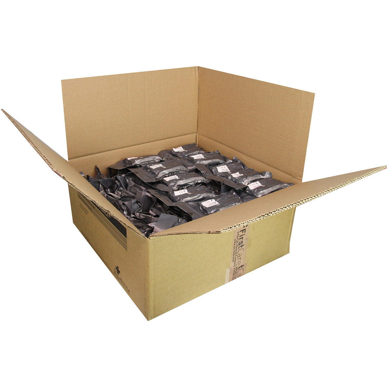 Israeli Emergency Bandage, 4" - Case of 100 by PerSys Medical shown in shipping box israeli bandage