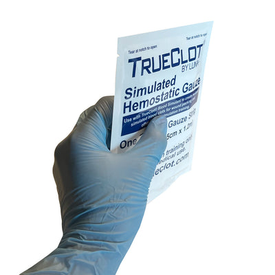 Simulated Hemostatic Gauze, in hand