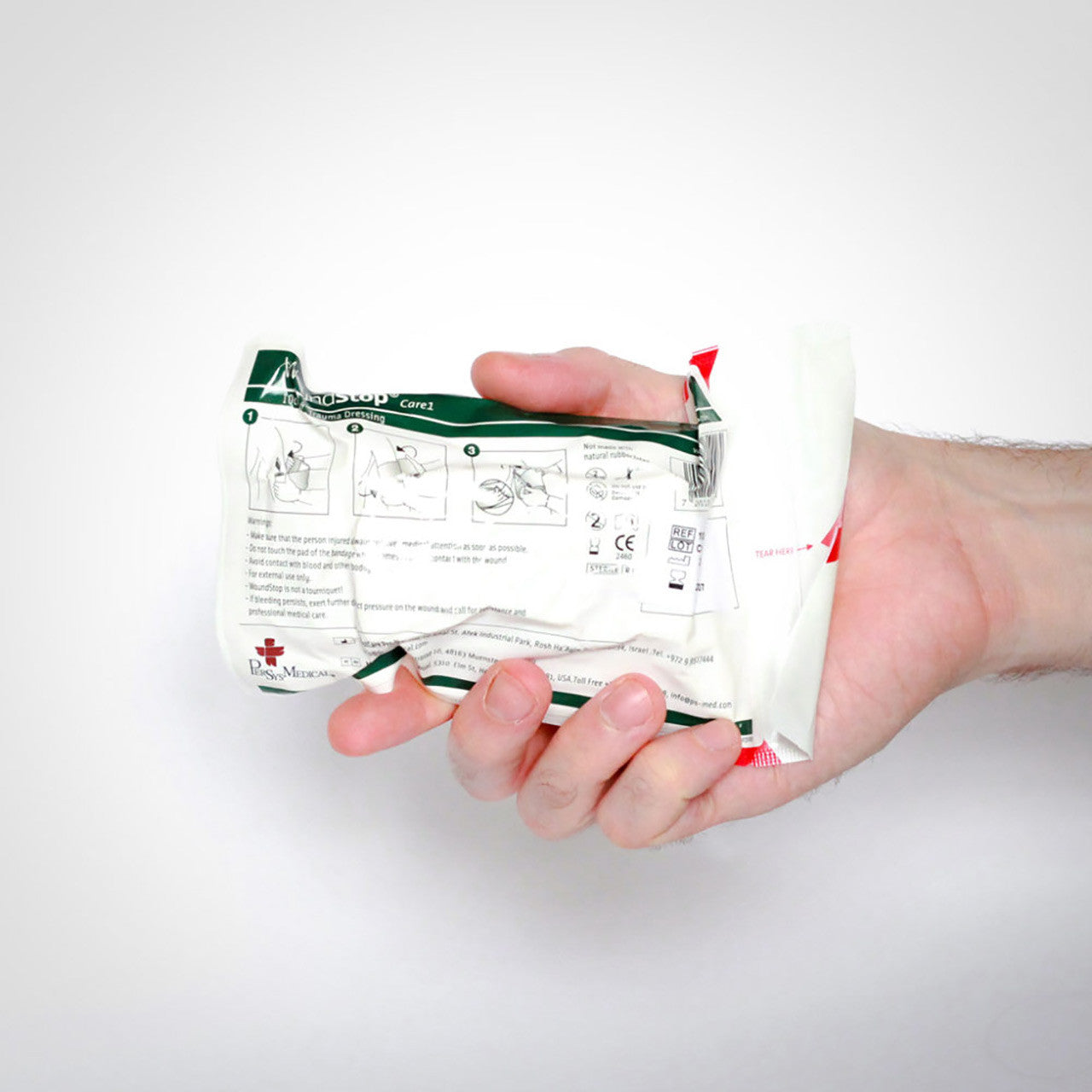 WoundStop Care 1 Dressing, in hand