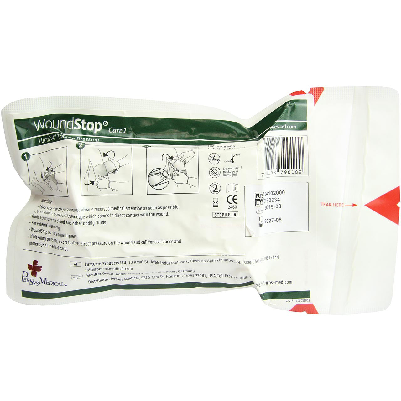 WoundStop Care 1 Dressing, front of packaging