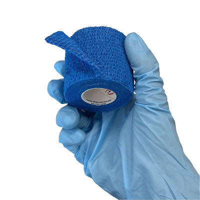 Blue Cohesive Wrap, in hand