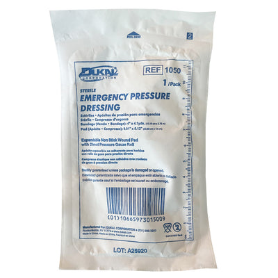 Emergency Pressure Dressing, front of packaging