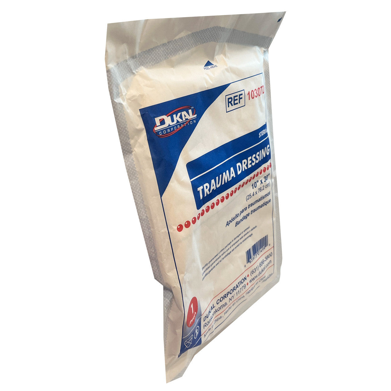 10"x 30" Trauma Dressing, Sterile, Side angle in packaging