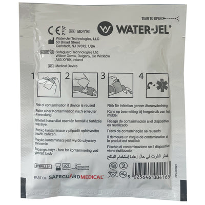 Water-Jel® 4" x 16" Burn Dressing, back of packaging