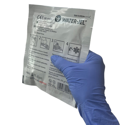 Water-Jel® 4" x 16" Burn Dressing, packaged in hand (back)