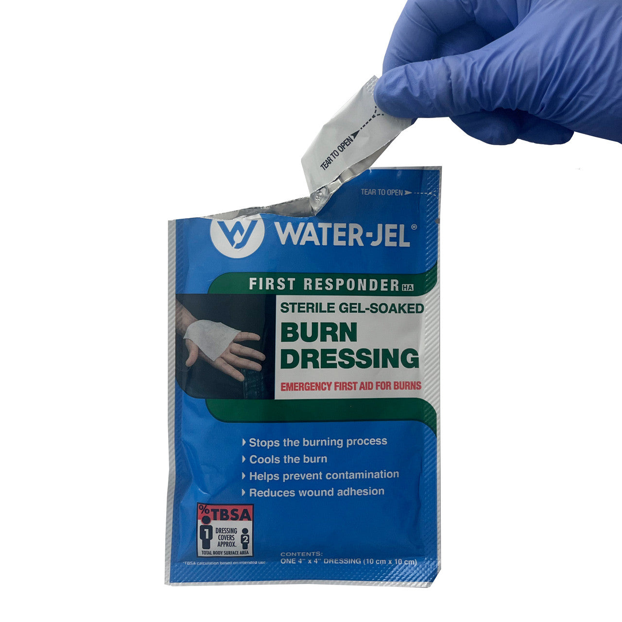 Burn Dressing, being opened