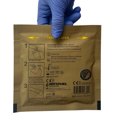 Water-Jel® Military Burn Dressing, held