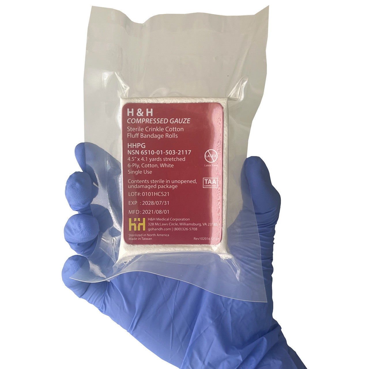  Compressed Gauze, packaged in hand