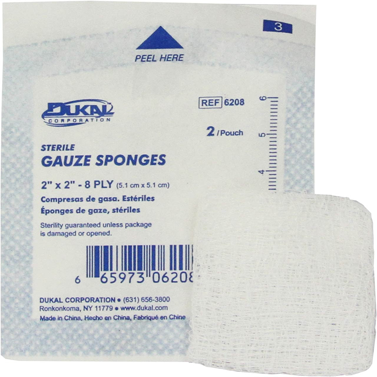 Gauze Sponge, in and out of packaging 