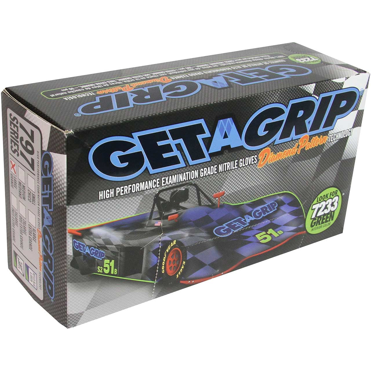 Get-A-Grip Nitrile Gloves, Black  in box  of 100