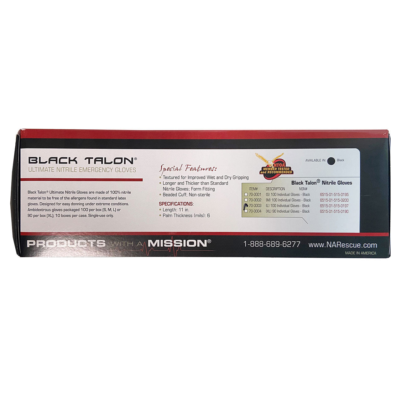 Nitrile Gloves, back of box