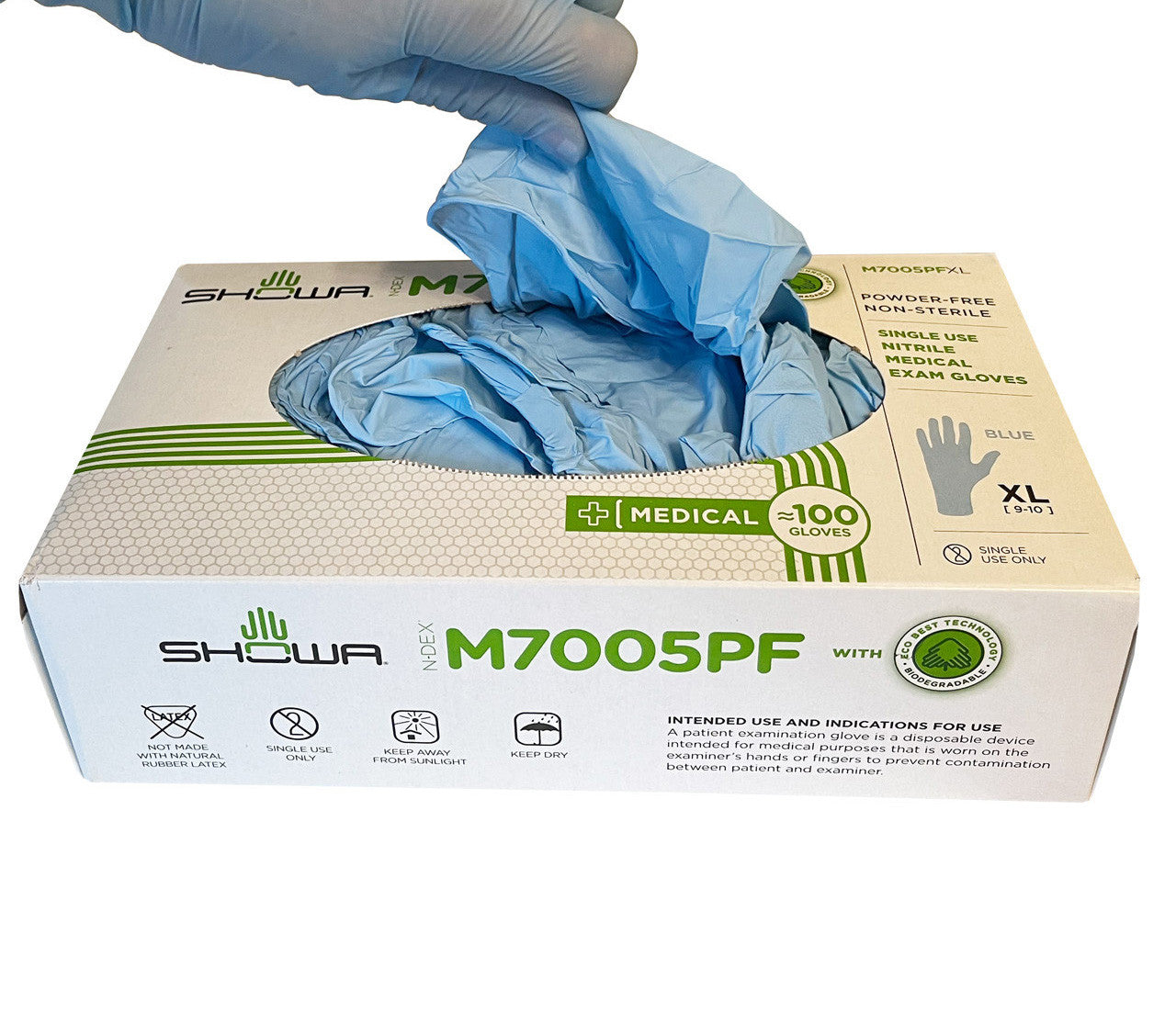 Nitrile Gloves, Box of 100 opened with gloves being pulled out