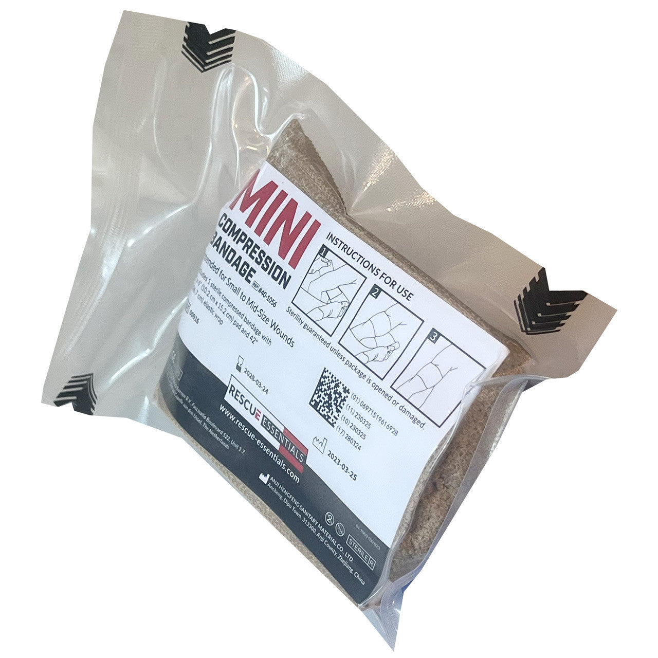 Rescue Essentials Mini Compression Bandage, Packaged front angle view