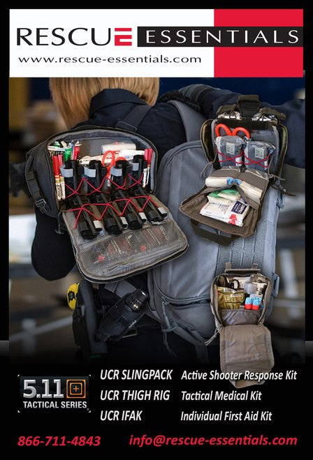 5.11 UCR SlingPack Active Shooter Response Kit,  flyer describing benefits