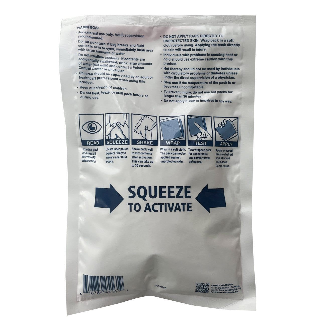 Disposable Instant Hot Pack, back of packaging