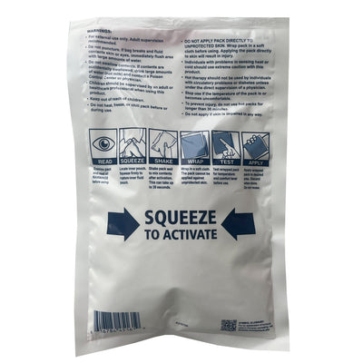 Disposable Instant Hot Pack, back of packaging