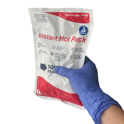 Disposable Instant Hot Pack, held in hand (front)