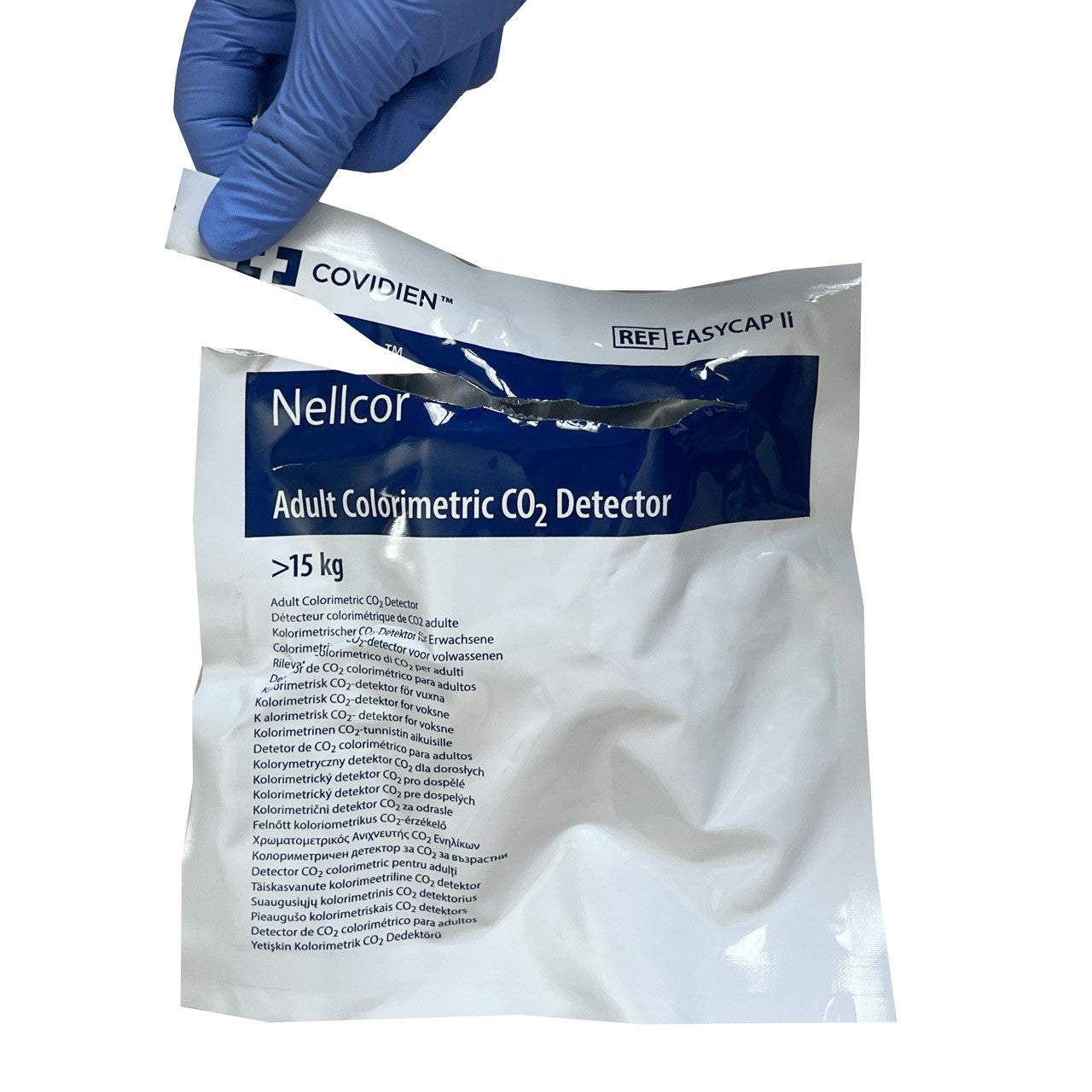 Adult Easy Cap II End Tidal CO2 Detector in packaging - Being opened
