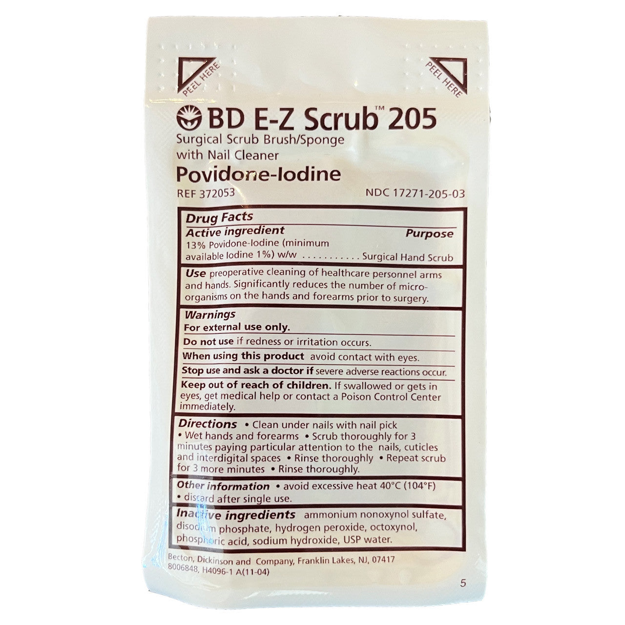 Povidone Iodine Surgical Scrub Brush/Sponge, front of packaging