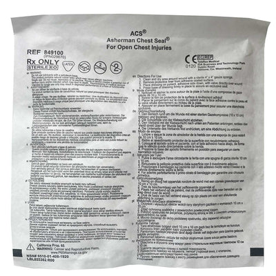 Asherman Chest Seal, back of packaging