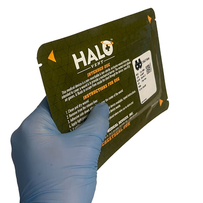 Halo Vent IFAK Chest Seal, packaged in hand
