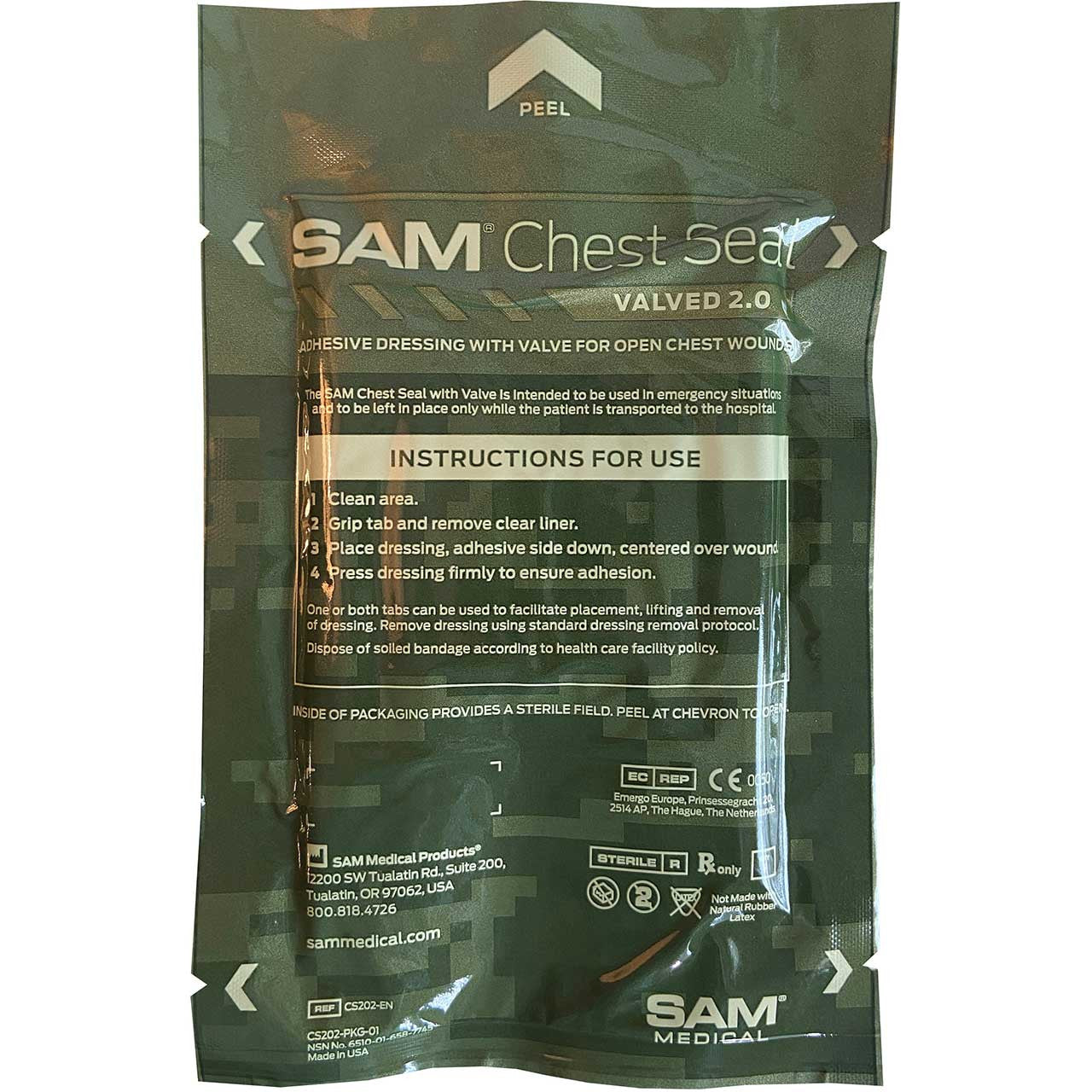 SAM® Chest Seal 2.0, front of packaging