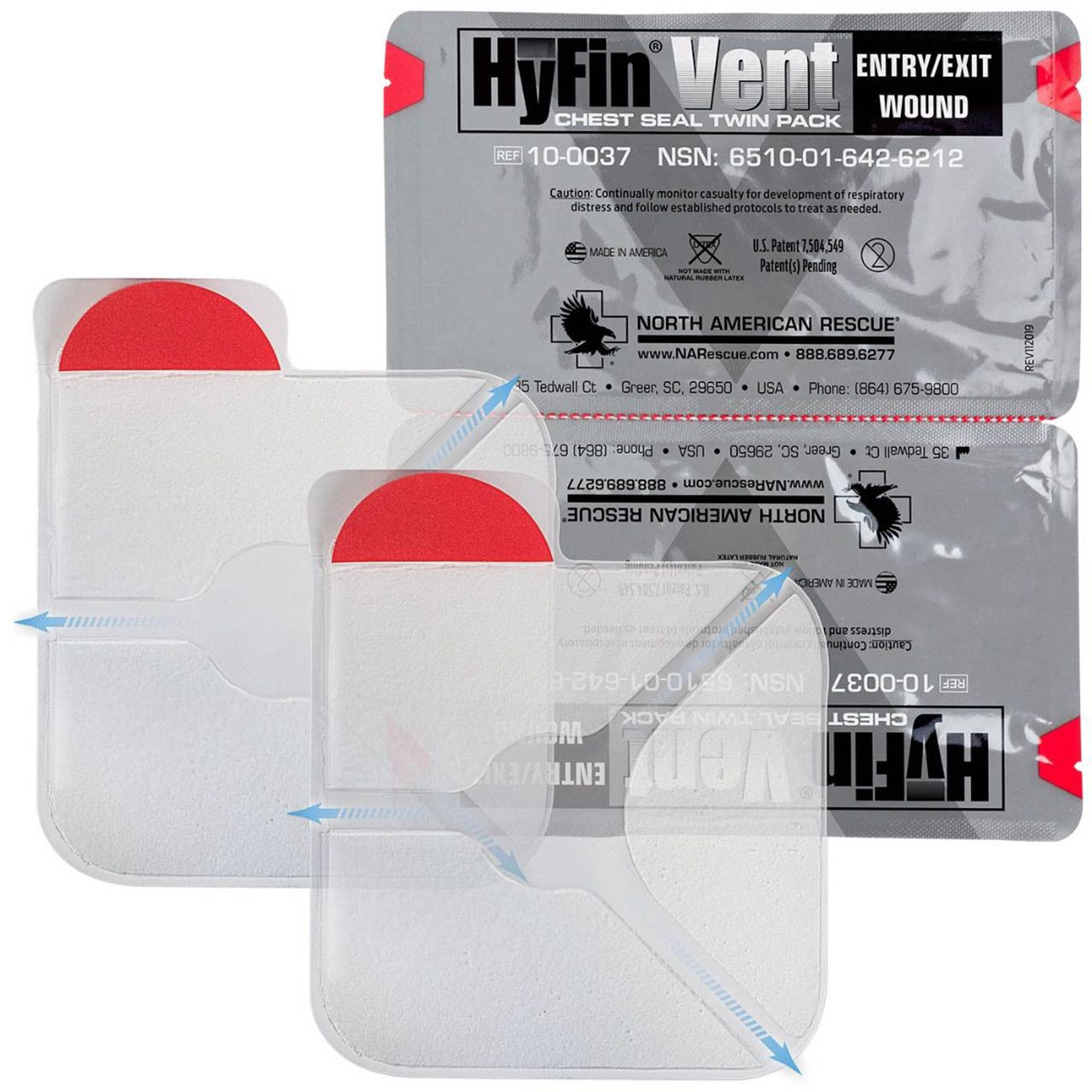 Hyfin Vented Chest Seal, Packaging and components