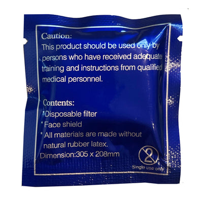 Adsafe CPR Face Shield, back of packaging