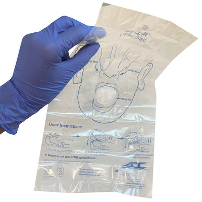 Adsafe CPR Face Shield, being taken out of packaging 