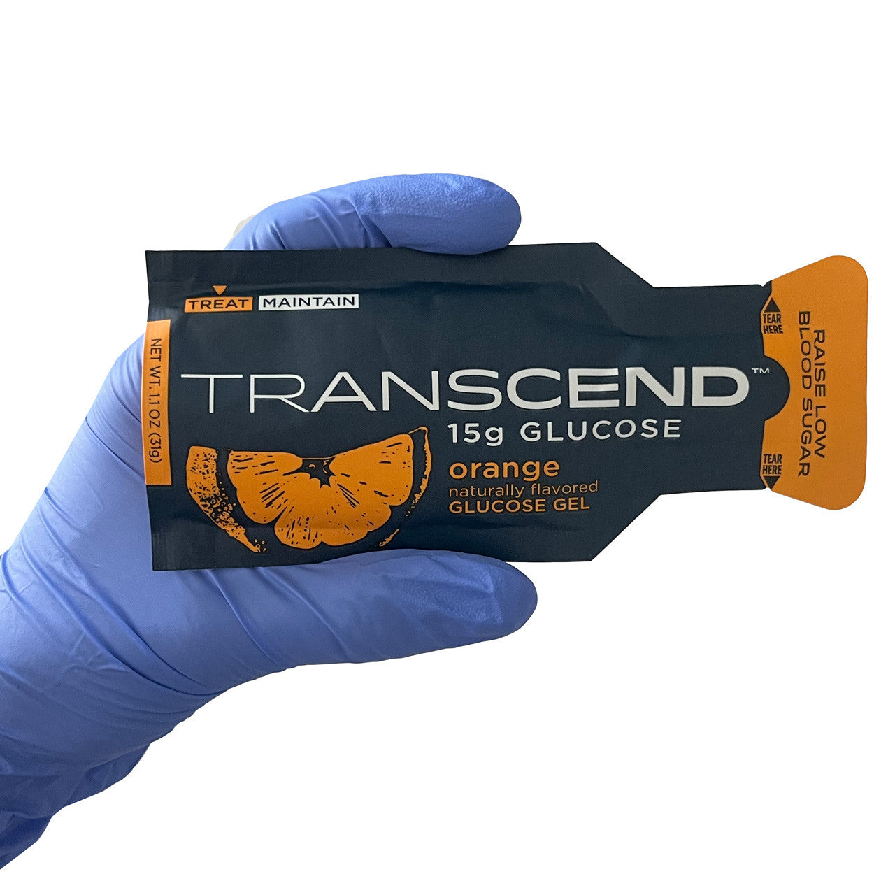 Transcend Glucose Gel, in hand