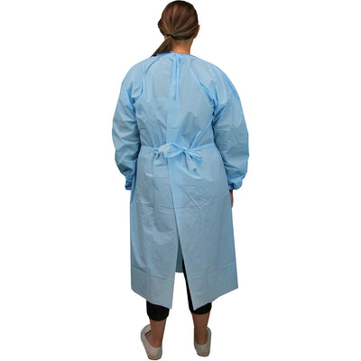 Disposable Fluid Resistant Gown backside, shown on model