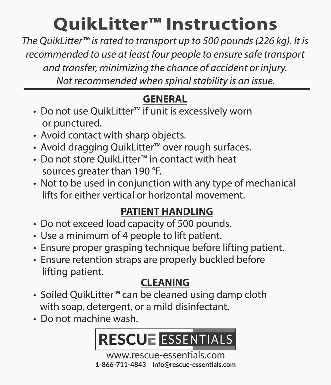 QuikLitter by rescue essentials showing directions from the packaging