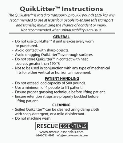 QuikLitter by rescue essentials showing directions from the packaging