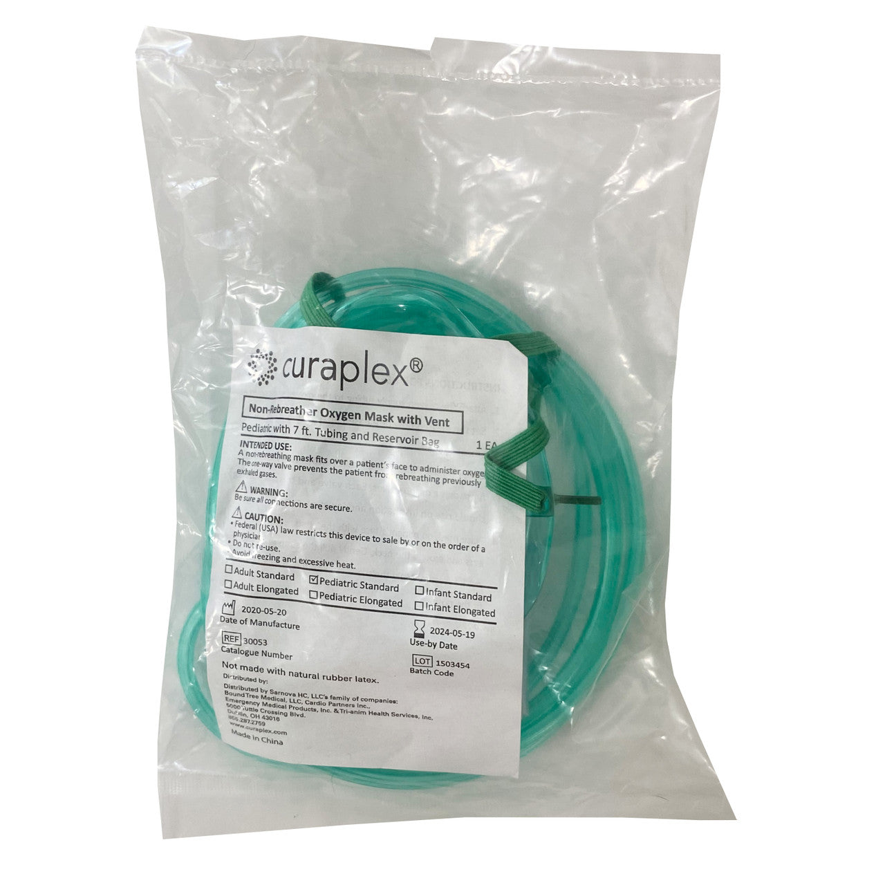 Partial Non-Rebreather Oxygen Mask, Pediatric packaged in bag