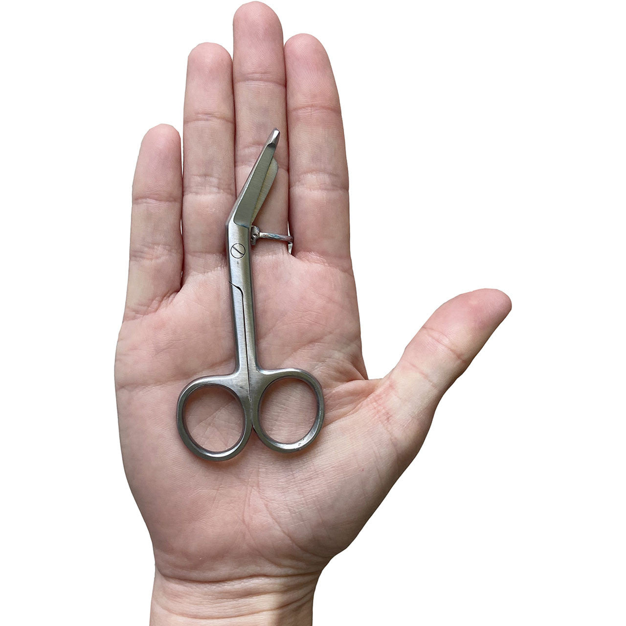 Mini Bandage Scissors; 3.5", in hand view.