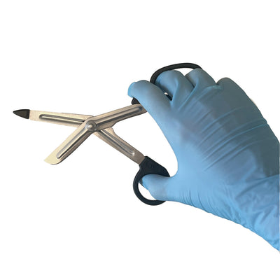 Black Stainless Steel 5.5" EMT Shears, in hand open