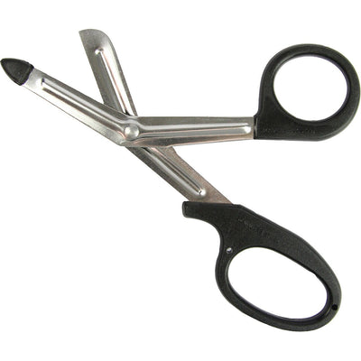 Stainless Steel 7.5" EMT Shears, Black Handle, Open View.
