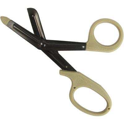 Stainless Steel 7.5" EMT Shears, Desert Tan Handle, Open View.
