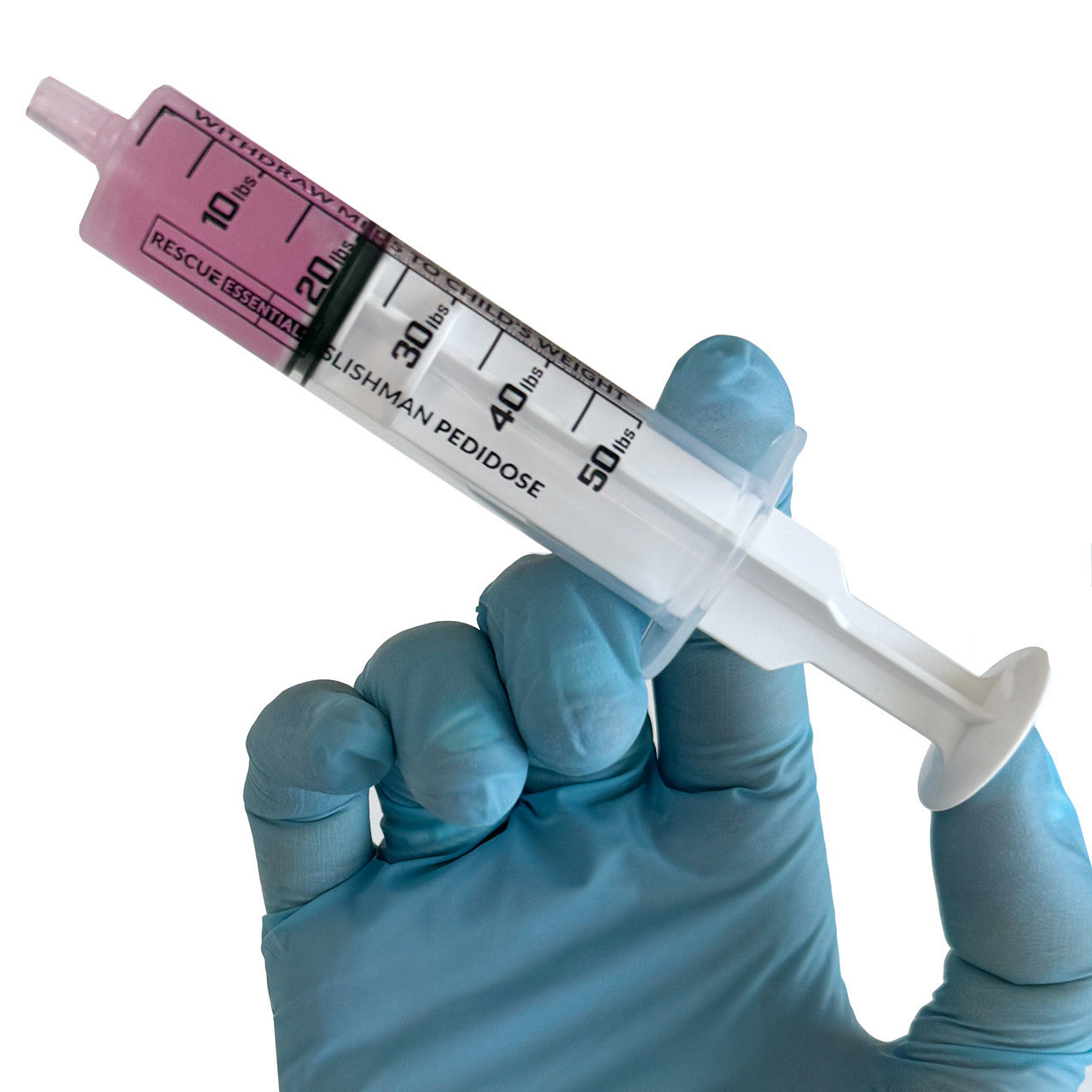 Slishman Pedidose Pediatric Dosing Syringe, in hand with medicine  